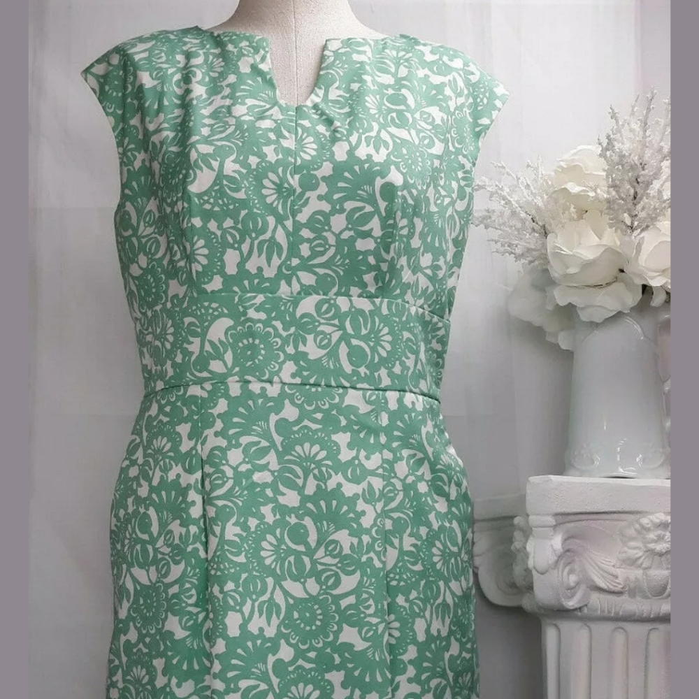 Merona teal and white floral dress